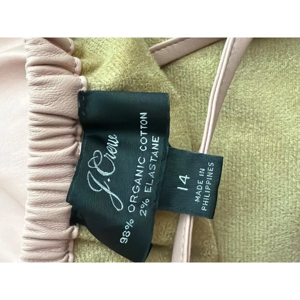 J. Crew Women’s Puff Sleeve Open Back Blush Faux Leather Top Size 14